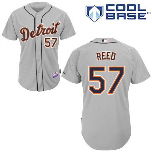 Evan Reed #57 MLB Jersey-Detroit Tigers Men's Authentic Road Gray Cool Base Baseball Jersey